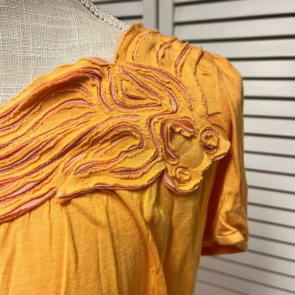 Vivienne Tam Orange Textured Top - Picture 3 of 8